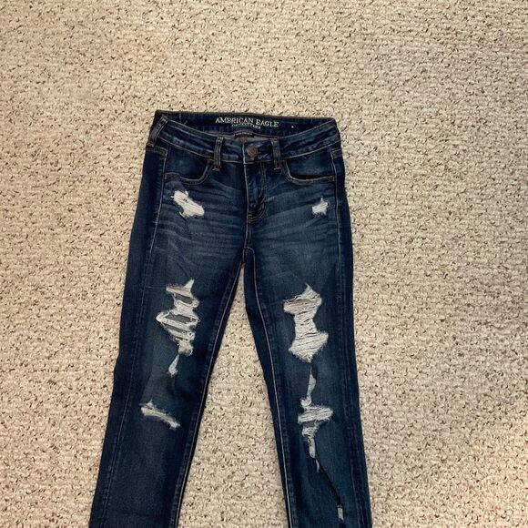 American Eagle super super stretch jegging size 2 US regular dark wash denim - Picture 4 of 7